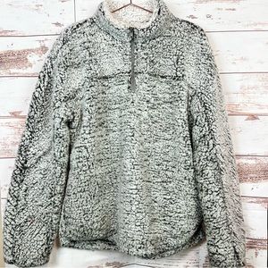 Altar'd State Sherpa Half Zip Pullover Charcoal Gray Size Medium